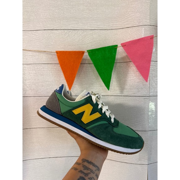 New Balance Other - New Balance 420 Green Yellow Blue Suede Sneakers Mens 9.5 UL420VD2 Low Top